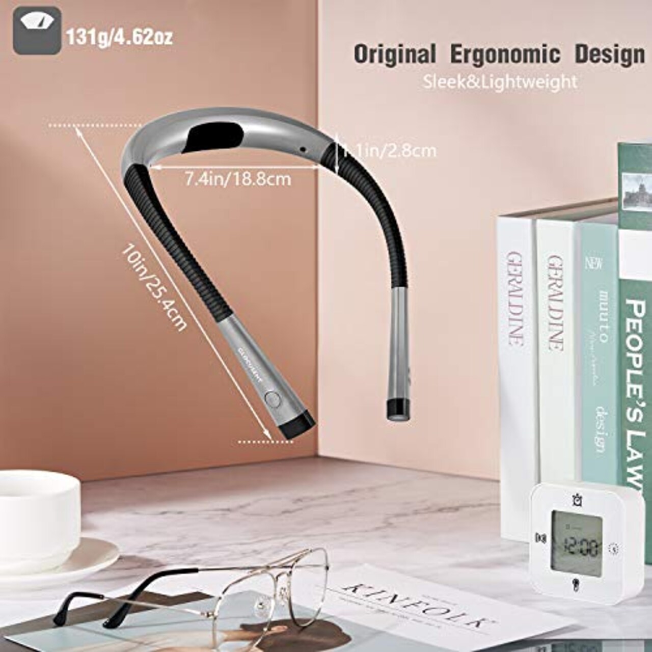 LED Neck Reading Light, Book Light for Reading in Bed, 3 Colors, 6 Brightness Levels, Bendable Arms, Rechargeable, Long Lasting, Perfect for Reading, Knitting, Camping, Repairing